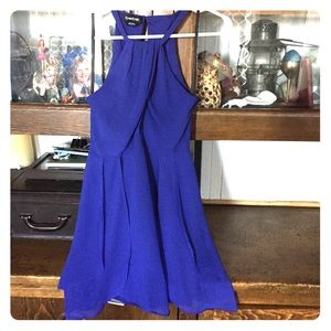 NWOT Beautiful blue BEBE dress- flowy, stunning!